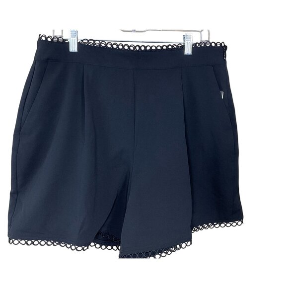 Rafaella Classic Fit Black Loop Trim Shorts Side Zip Side Pockets Pleats 14 NWT - Picture 3 of 10